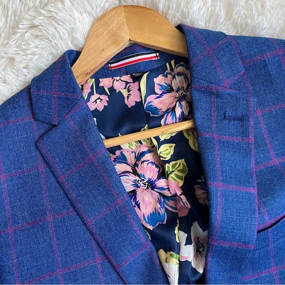 Soul Of London Sports Coat Blazer Size 38R Blue Pink Floral Spring EUC - Picture 2 of 15